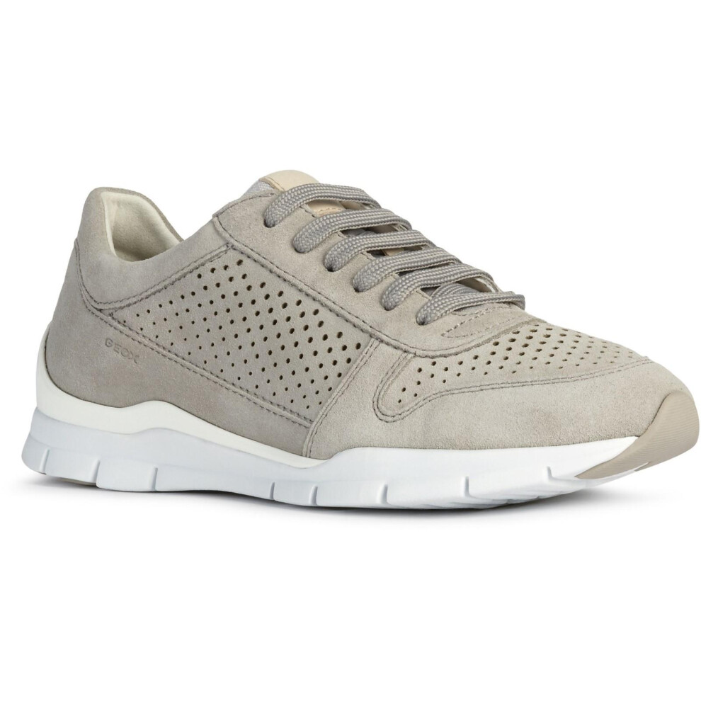(8 UK, Light Grey) Geox Womens/Ladies Sukie Suede Trainers