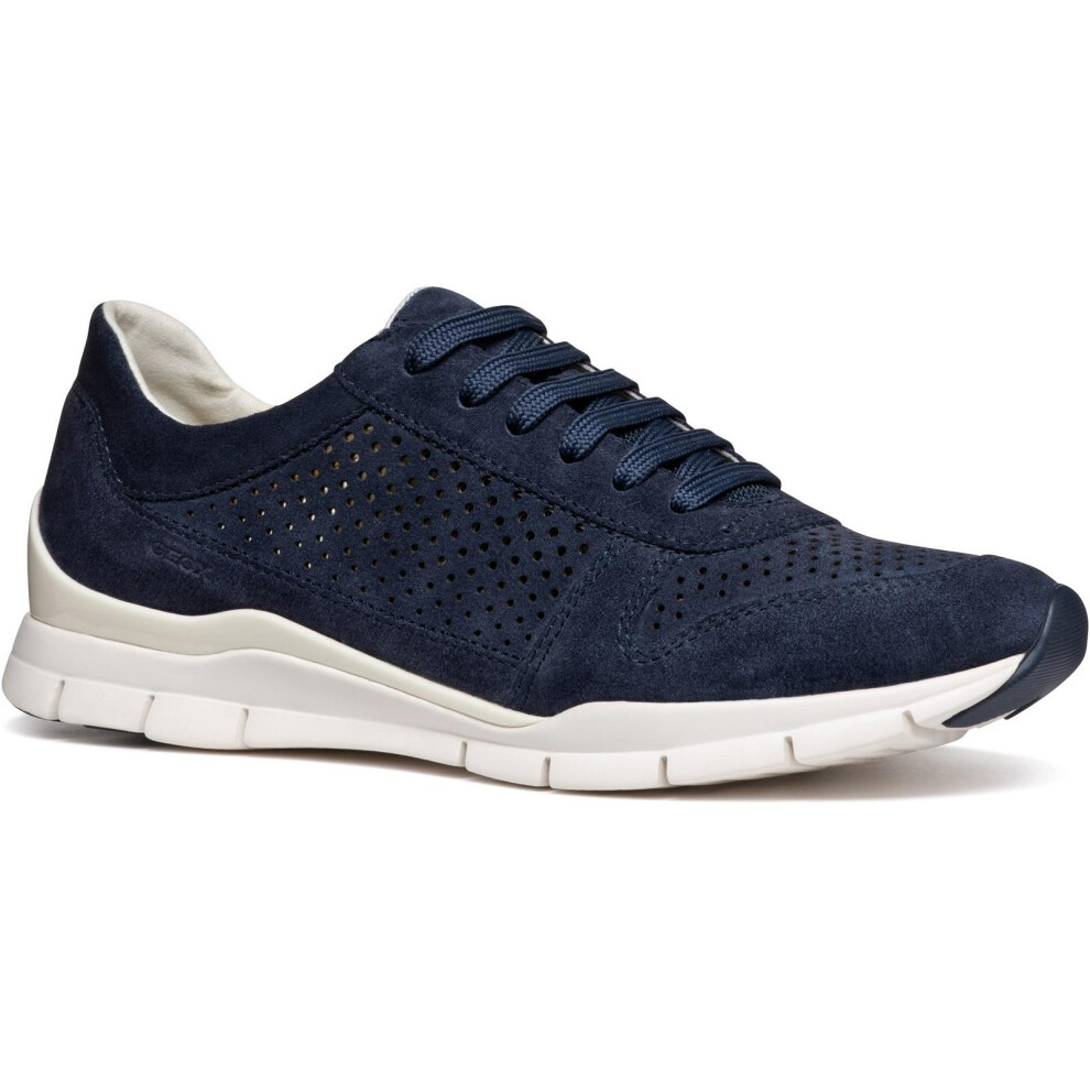 (5 UK, Dark Jeans) Geox Womens/Ladies Sukie Suede Trainers