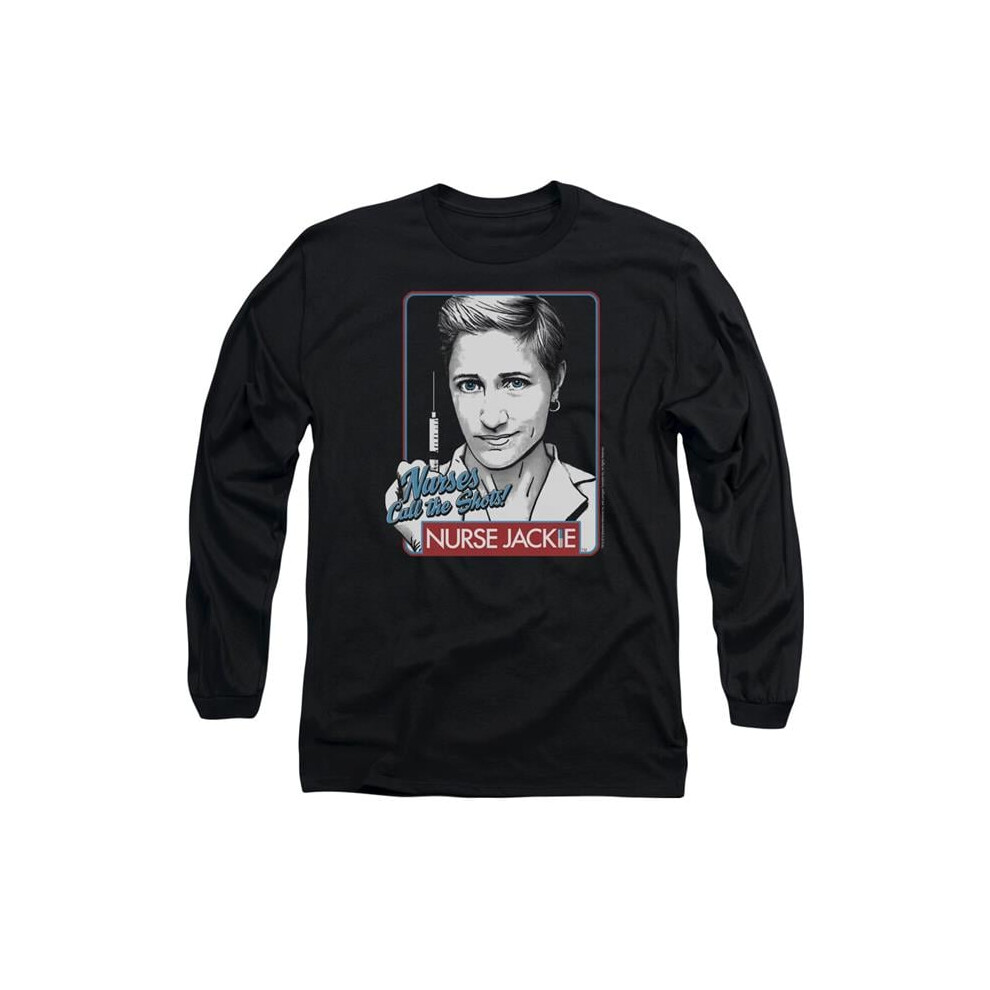Trevco Sportswear SHO217-AL-5 Nurse Jackie Nurses Call The Shots Adult Long Sleeve T-Shirt, Black - 2X-image-OPC-PGDS6X5-NEW