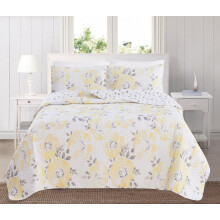 Great Bay Home Floral Fuld/Queen Quilt S?t med Shams Gul Blomster Senget?ppe Hel?rs letv?gts senget?ppe. Vendbar. Bondeg?rd Senget?j. (Fuld/Dronn