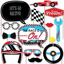 Big Dot of Happiness Lets Go Racing  Zvodn auto  Miminko nebo zvodn auto Narozeninov prty Sada rekvizit pro foto budku  pocet 20