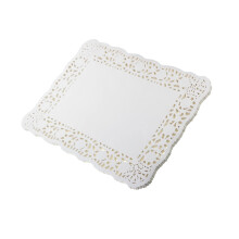 LJY 100 Pieces White Lace Rectangle Paper Doilies Cake Packaging Pads Wedding Tableware Decoration 12 x 16