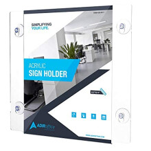 Adir Acrylic Sign Holder - Window Sign Holder with Suction Cups for Advertising and Promotion Wall-Mount Display Frame Clear Sign Holder Stand for