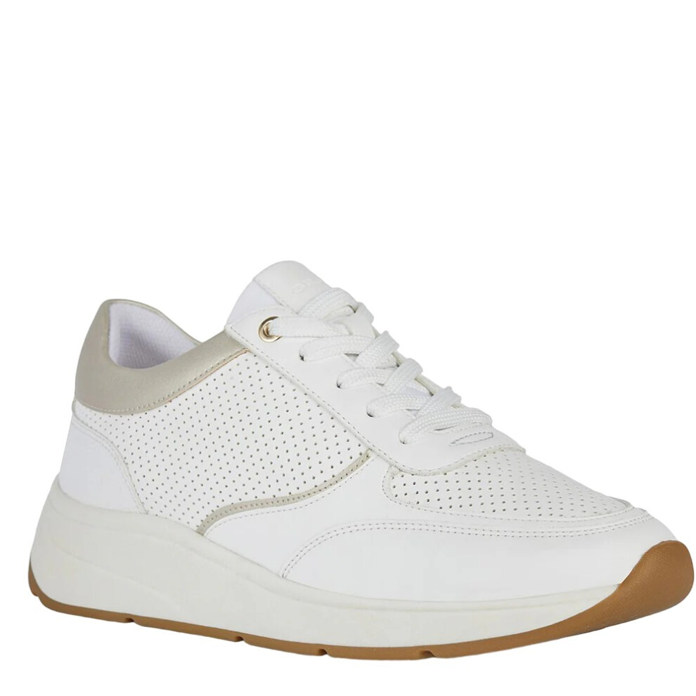 (7.5 UK, White/Gold) Geox Womens/Ladies Cristael Trainers