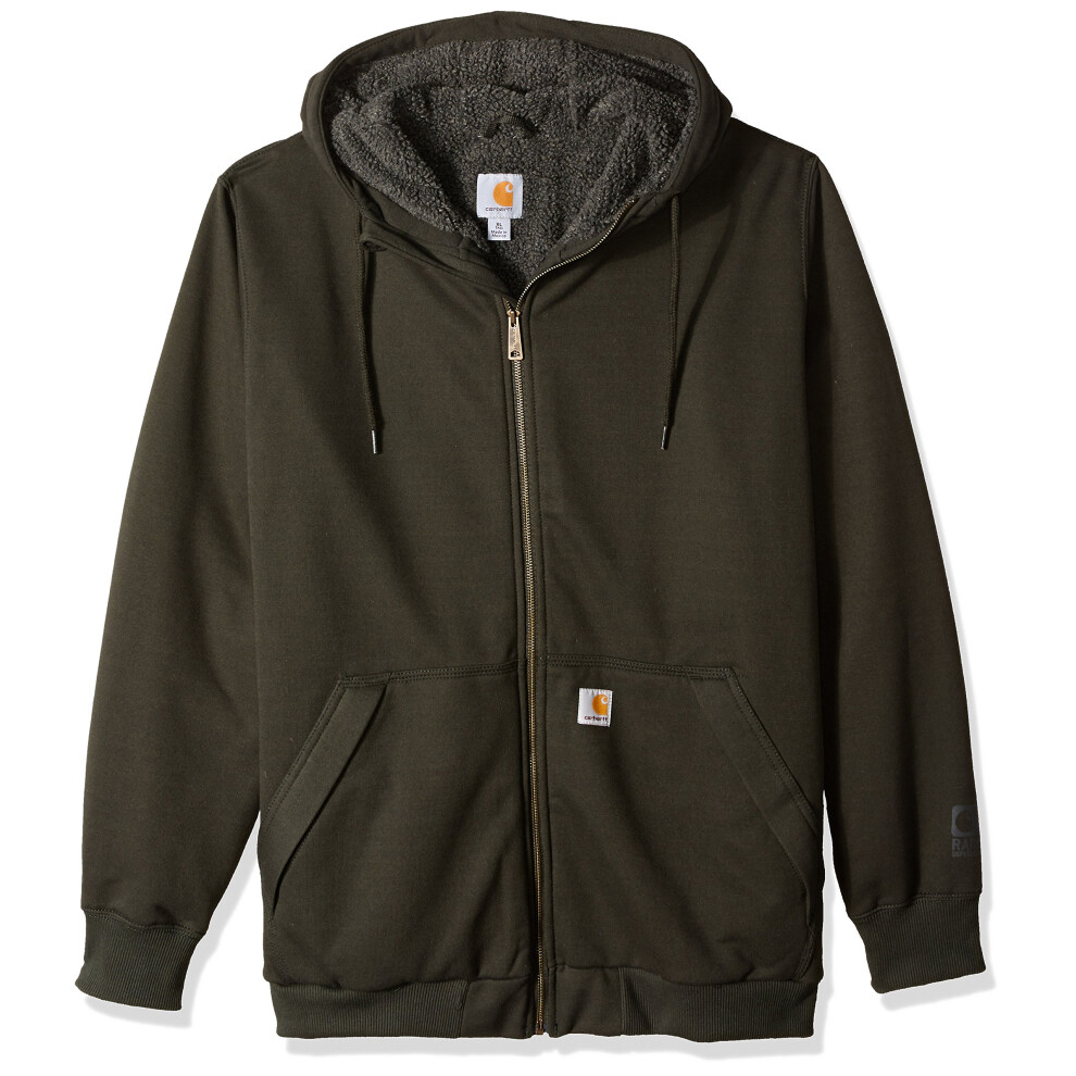 carhartt Mens Rain DefenderA Relaxed Fit Midweight Sherpa-Lined Full-Zip Sweatshirt  Peat  4-X Large