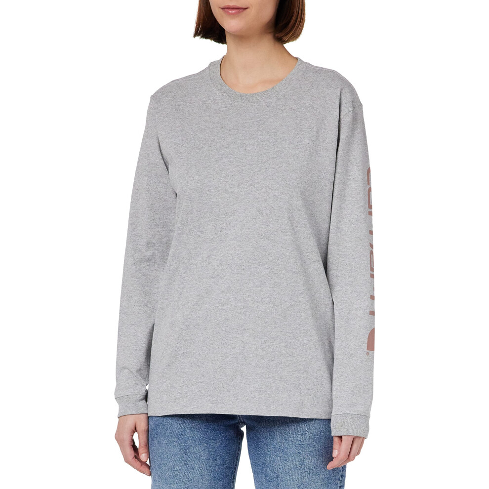 carhartt Womens K231 Workwear Logo Long Sleeve T-Shirt Regular and Plus Sizes  heather gray  X-Small