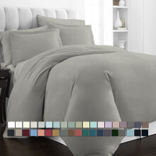 Pizuna 100% cotton Duvet cover Queen Size Silver  400 Thread count Long Staple cotton cooling Duvet cover  Sateen Queen Quilt cover with Hidden Button