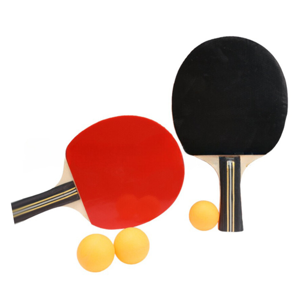 Portable Table Tennis Rackets Set Pong Blade Paddle of 2 Long Handle Paddles+3 Balls