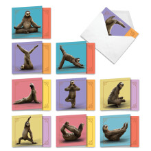 The Best Card Company - 10 Boxed Thank You Notes w/Envelopes  Stationery to Say Thanks for Men and Women - Sloth Yoga AMQ6255TYG-B1x10