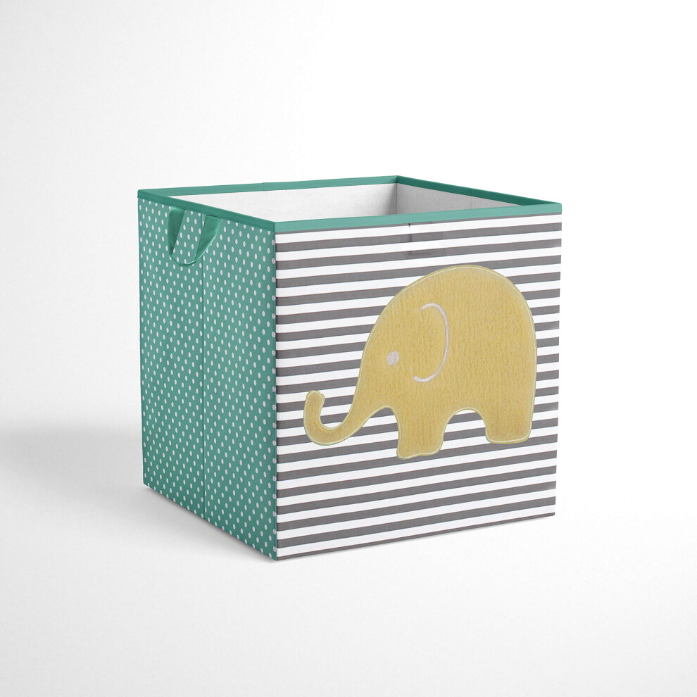 Bo   te de rangement/sac fourre-tout unisexe en tissu Bacati Elephants, menthe/jaune/gris