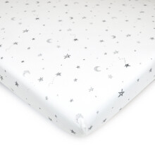American Baby Company 15"" x 33"" hoeslaken voor wiegje Bedrukt 100% natuurlijk katoen Jersey Gebreid Grijs Ster en Maan Zacht Ademend voor jongens en