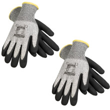 JORESTECH Sicherheitshandschuhe Grau HPPE gestrickte Faser mit schwarzer Nitril-Beschichtung EN-388 Level A3 (Größe 8-M)