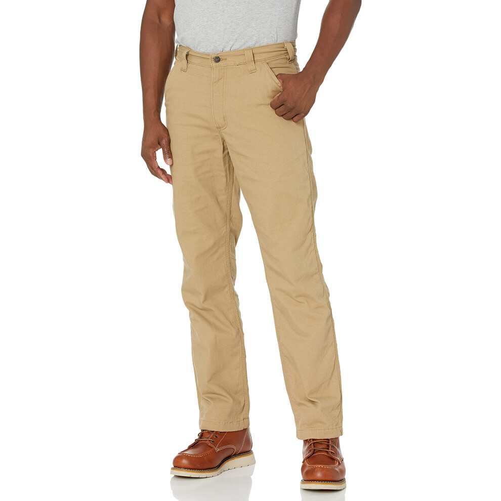 carhartt Mens Rugged Flex Relaxed Fit canvas Flannel-Lined Utility Work Pant  Dark Khaki  42W X 30L