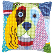 Vervaco Kreuzstichkissen Cocker Spaniel Patch Stil Stickbild vorgezeichnet Borduurpakket: Kussen: Moderne hond 40 x 40 cm / 16"""" x 16"""" N