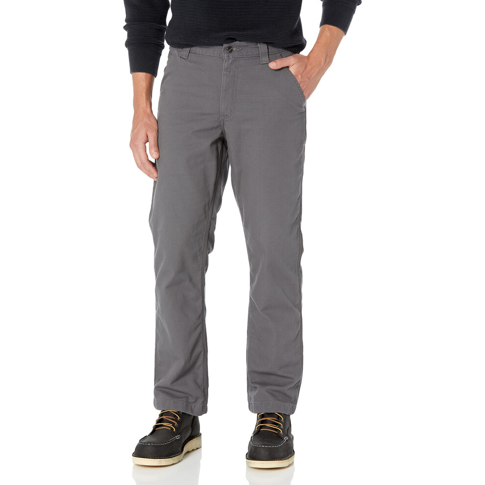 carhartt Mens Rugged Flex Relaxed Fit canvas Flannel-Lined Utility Work Pant  gravel  34W X 30L