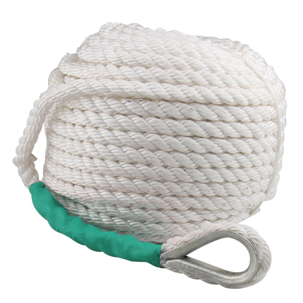 Boat Anchor Rope 200 ft x 1/2 inch Polypropylene Rope 3 Strand Twisted Anchor Line for Sailboat Sled Line Mooring with Thimble 5850LB Breaking Strain-image-OPC-PFKZVBY-NEW