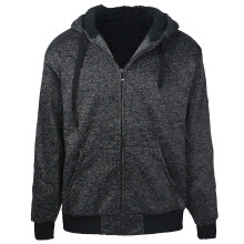 Sudadera con capucha de forro polar Sherpa de peso pesado para hombre, con cremallera completa, tallas grandes y altas, talla 5XL, color carb   n.