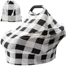 Nursing Covers for Newborns Baby Car Seat Covers for Baby Girls and Boys Gifts Black and White Grid Check Pattern Baby Gift