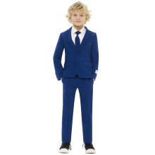 Opposuits Boys Navy Royale Solid Color Suit - Prom and Wedding Party Outfit - Including Blazer Pants and Tie - Blue