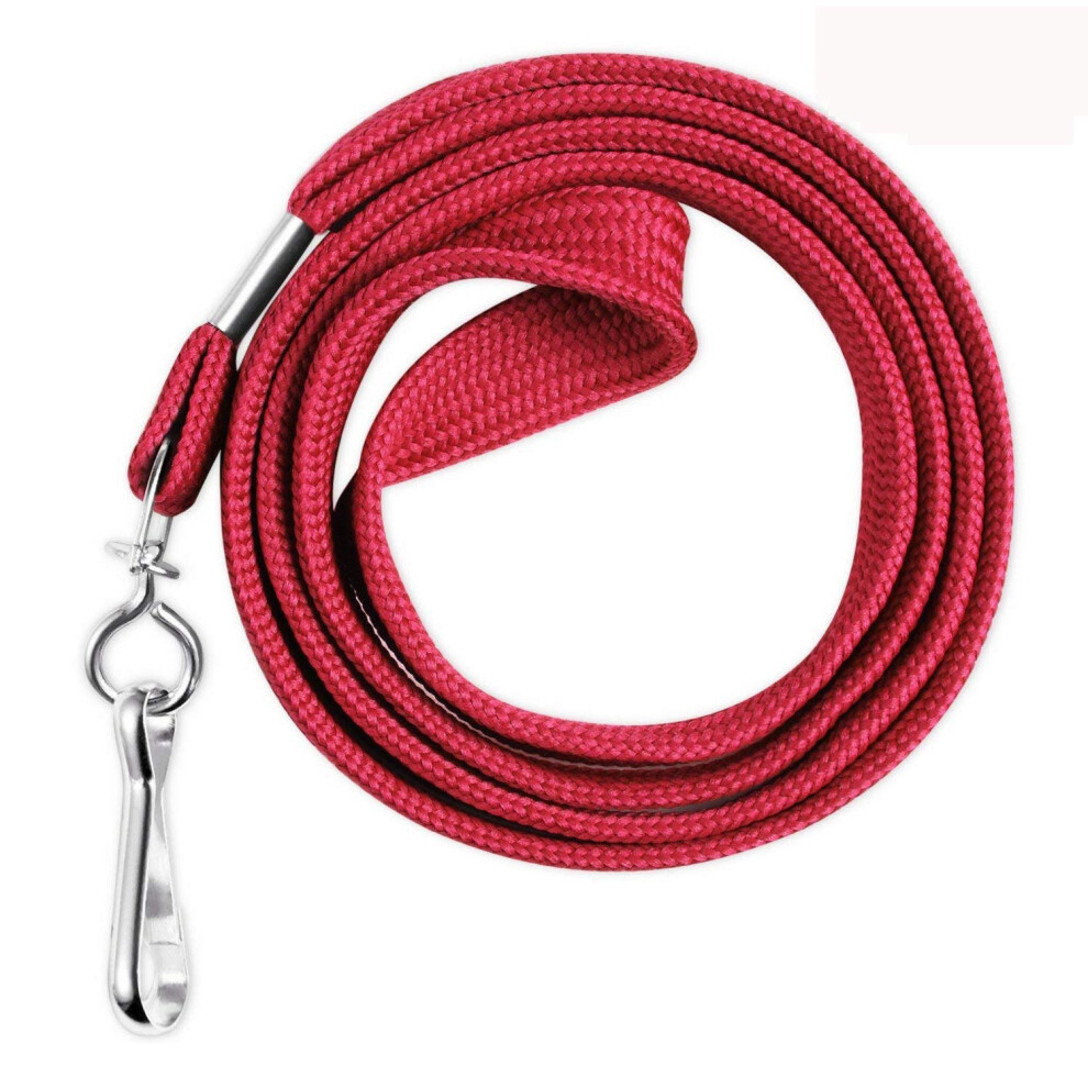 Hosl Confezione Da 100 Cordini Rotondi Per Badge Da Ufficio, Carte D'identità, Biglietti Da Visita, Studenti, Dipendenti, Con Gancio Girevole (Rosso Largo, Rosso)-image