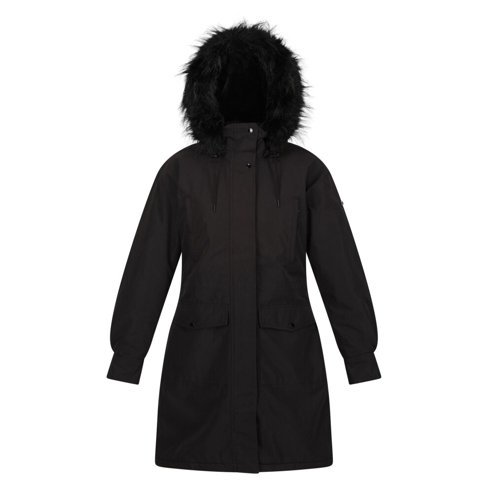 (12 UK, Black) Regatta Womens/Ladies Shiloh Faux Fur Trim Parka