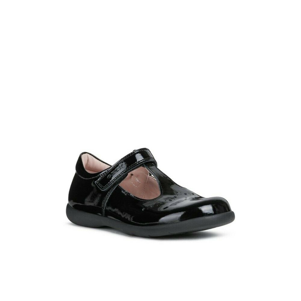 (10 UK Child, Black Patent) Geox Girls Naimara T-Bar Leather Ballerina Flats