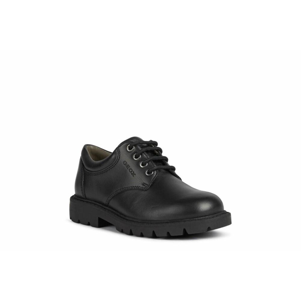 (1.5 UK, Black) Geox Boys Shaylax Leather School Shoes