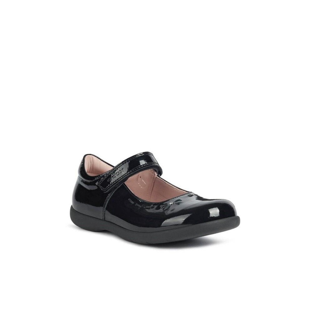 (2.5 UK, Black) Geox Girls Naimara Ballerina Patent Leather Mary Janes
