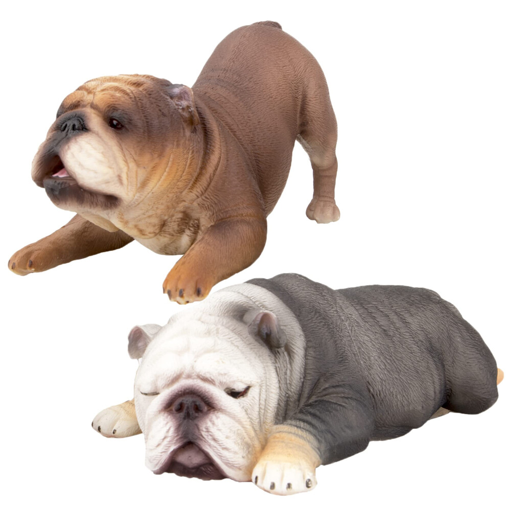 Toymany 2PCS Realistic Large Bulldog Figurines Solid Dog Figures Toy Set Christmas Birthday Gift Party Decoration for Kids Toddlers Children