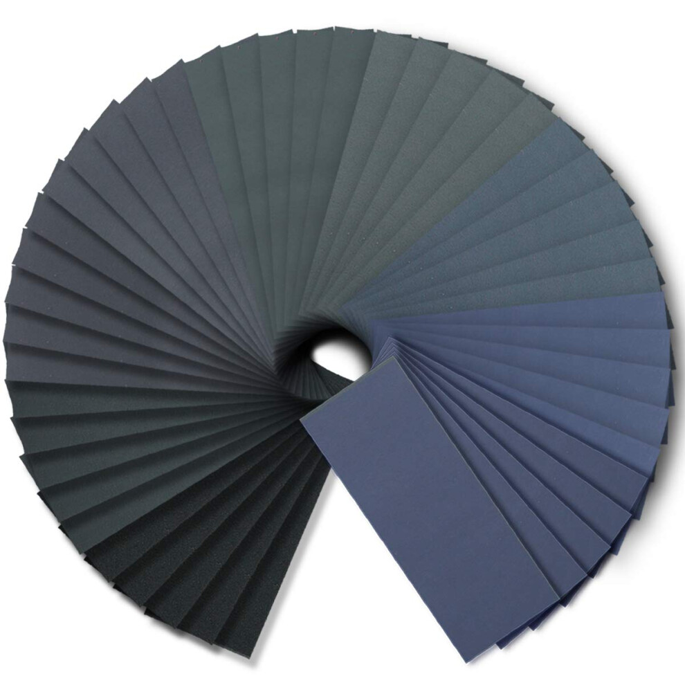 Wet Dry Sandpaper Assorted 240-3000 Grit For Automotive Wood Sanding 90 Sheets 608410590304