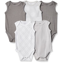 Hanes Baby Bodysuits Ultimate Flexy ?rmel?se til drenge og piger 5-pack gr? sjov 0-6 m?neder
