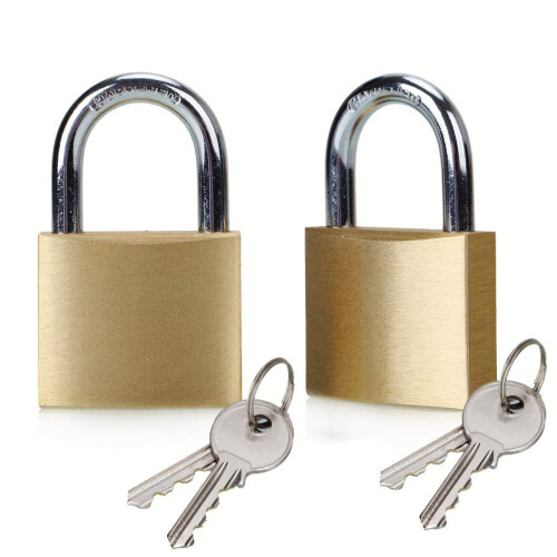 ABRAFOX Cadeado de Latão Sólido com Chave Diferente-(40mm 2pack)