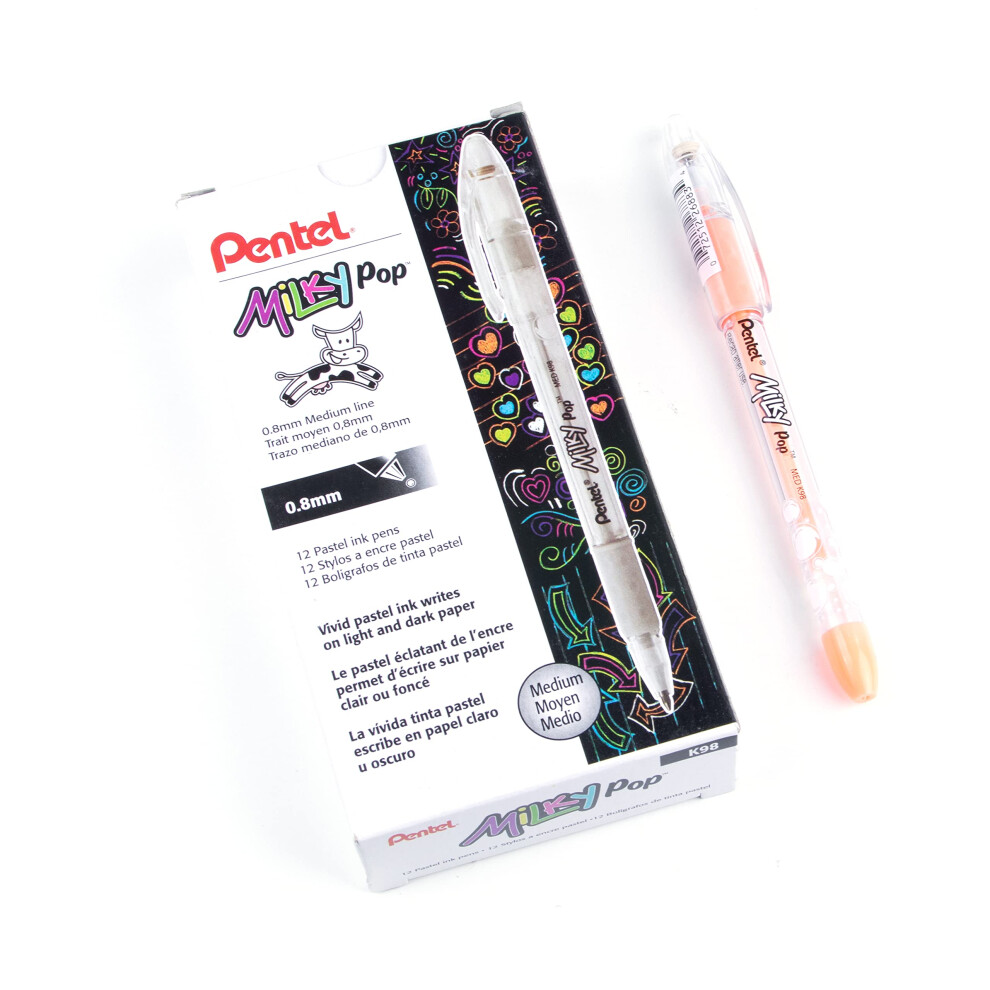 Pentel Milky Pop Pastel Gel Pen  (0.8mm) Medium Line  Orange Ink - K98-LF