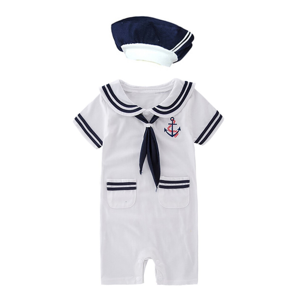 Xm Nyan May's Baby Batole Boys Oblecen Sailor Stripe Romper Marine Navy Romper-image
