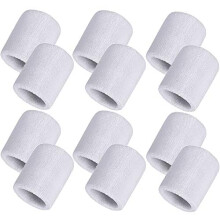 Bememo 12 Pack Sweatbands Sports Wristband Cotton Sweat Band for Men and Women Good for Tennis Basketball Running Gym Working Out White