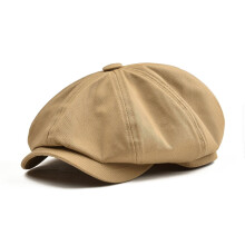 BOTVELA Men's Newsboy Flat Cap 100% Cotton Gatsby Ivy Golf Cabbie Hat (Khaki 7 3/8)
