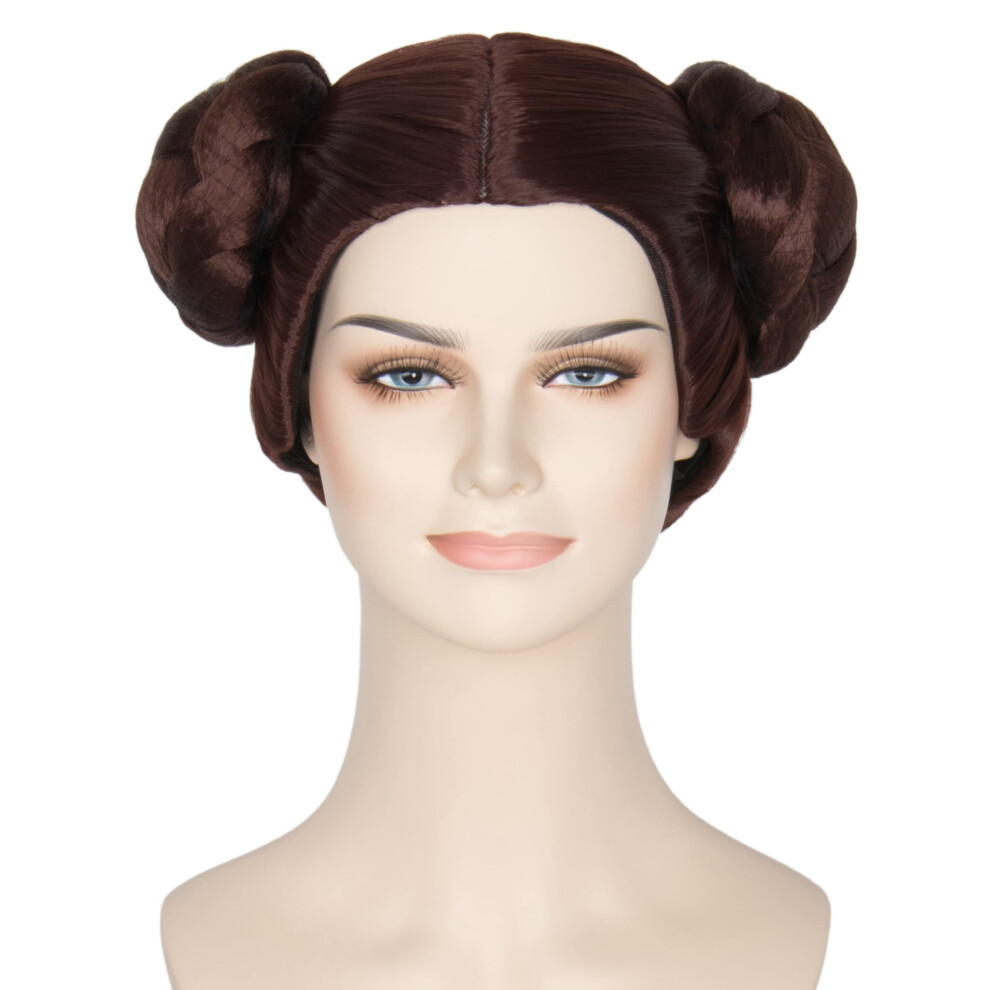 Yan Dream Dames Meisjescentrum Feest Kort Bruin Prinses Haar Cosplay Kostuum Halloween Anime Pruik Met Knot-image