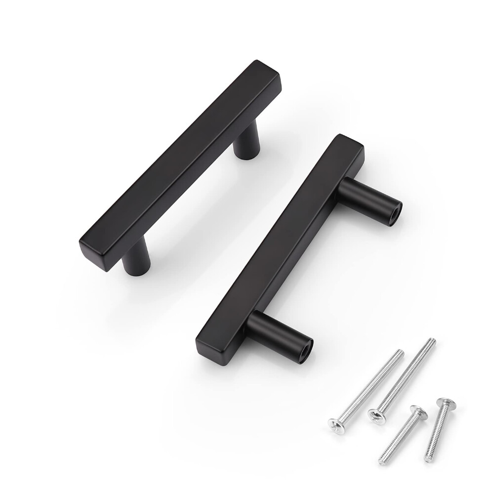 KNOBWELL 10 Pack 4 Square Kitchen Cabinet Pulls Matte Black  2-1/2 Hole Center  Dresser Drawer Pulls Black Stainless Steel Bathroom Cabinet Handles 4-image-OPC-PFQFMDB-NEW