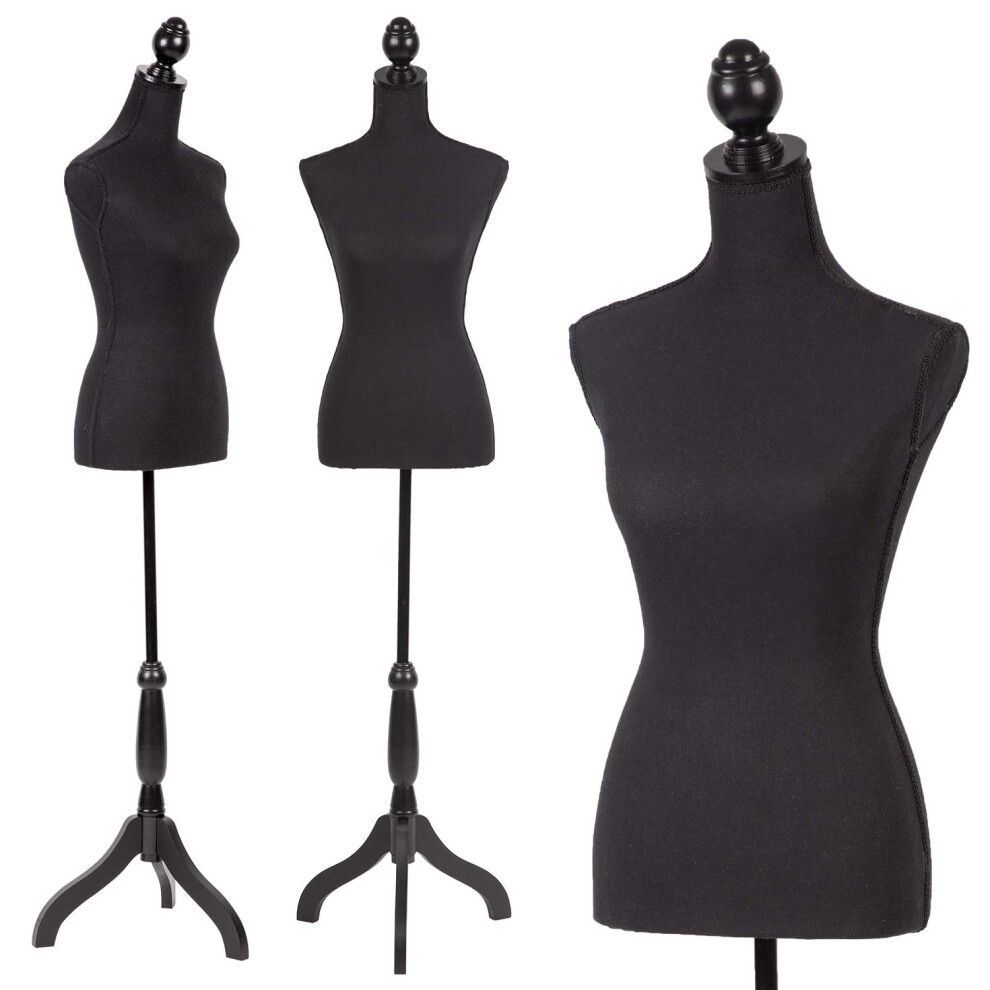 Mannequin de pr   sentation pour robe, buste f   minin, 152     170 cm, hauteur r   glable, tr   pied, noir