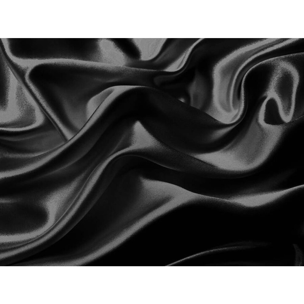 Ensemble de draps     poches profondes en satin doux et soyeux de couleur unie MK Collection, 4 pi   ces, noir, tr   s grand lit