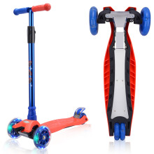 Trehjulig Scooter för Barn, Barnscooter med Ljusande Hjul, Robust Däckdesign, och 4 Höjdjusteringar, Passar Barn 3-12 år
