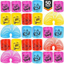 Mga paquet de 50 ressorts hlicodaux pour enfants Assortiment de visages et de couleurs idiotes, mini jouet ressort en plastique pour cadea