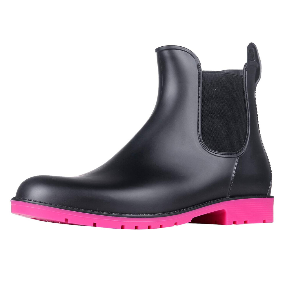 Bottes de pluie courtes imperm   ables     enfiler pour femmes Asgard, bottines Chelsea RS41 Rose