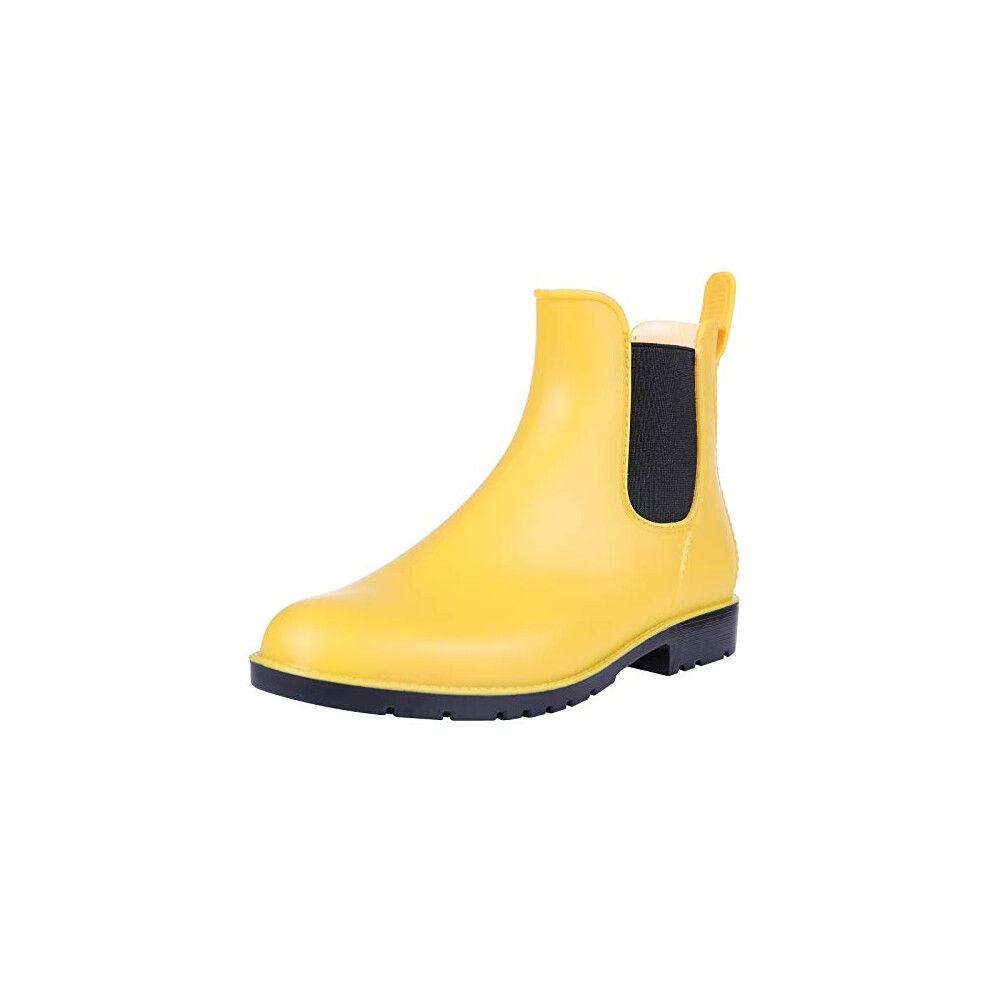 Bottes de pluie courtes imperm   ables     enfiler pour femmes Asgard, bottines Chelsea jaunes, pointure 36