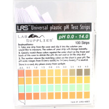 Plastic pH Test Strips Universal Application pH 0.0-14.0 0.5 pH Intervals 100 Strips