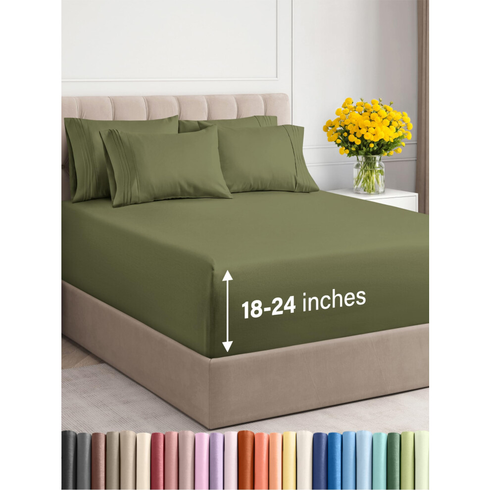 Parure de draps Queen extra-profonds - Draps respirants et rafraîchissants 6 pièces - Parure de draps de luxe pour hôtel - Ajustement facile et s
