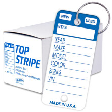 Versa-Tags Top Stripe Key Taggar 250 bilnyckeltaggar Skriv p tunga plastnyckeltaggar och vita trskra vinylpolynyckeltaggar (bl) 2 markrer oc