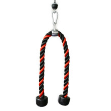 Trizepsseil 27 & 35 Zoll 2 Farben Fitness Kabelmaschine Zug Heavy Duty Nylonseil mit Gummigriffen (36'' Schwarz&Rot)