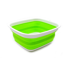 Sammart 7.7L (2 gallon) Sammenfoldelig karbad - Foldbart sk?lekap - B?rbart vaskebassin - Rumbesparende plastvask (Green S)