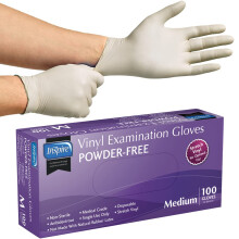 Gants d'examen en vinyle extensible Inspire 100 pièces, qualité originale, sans latex